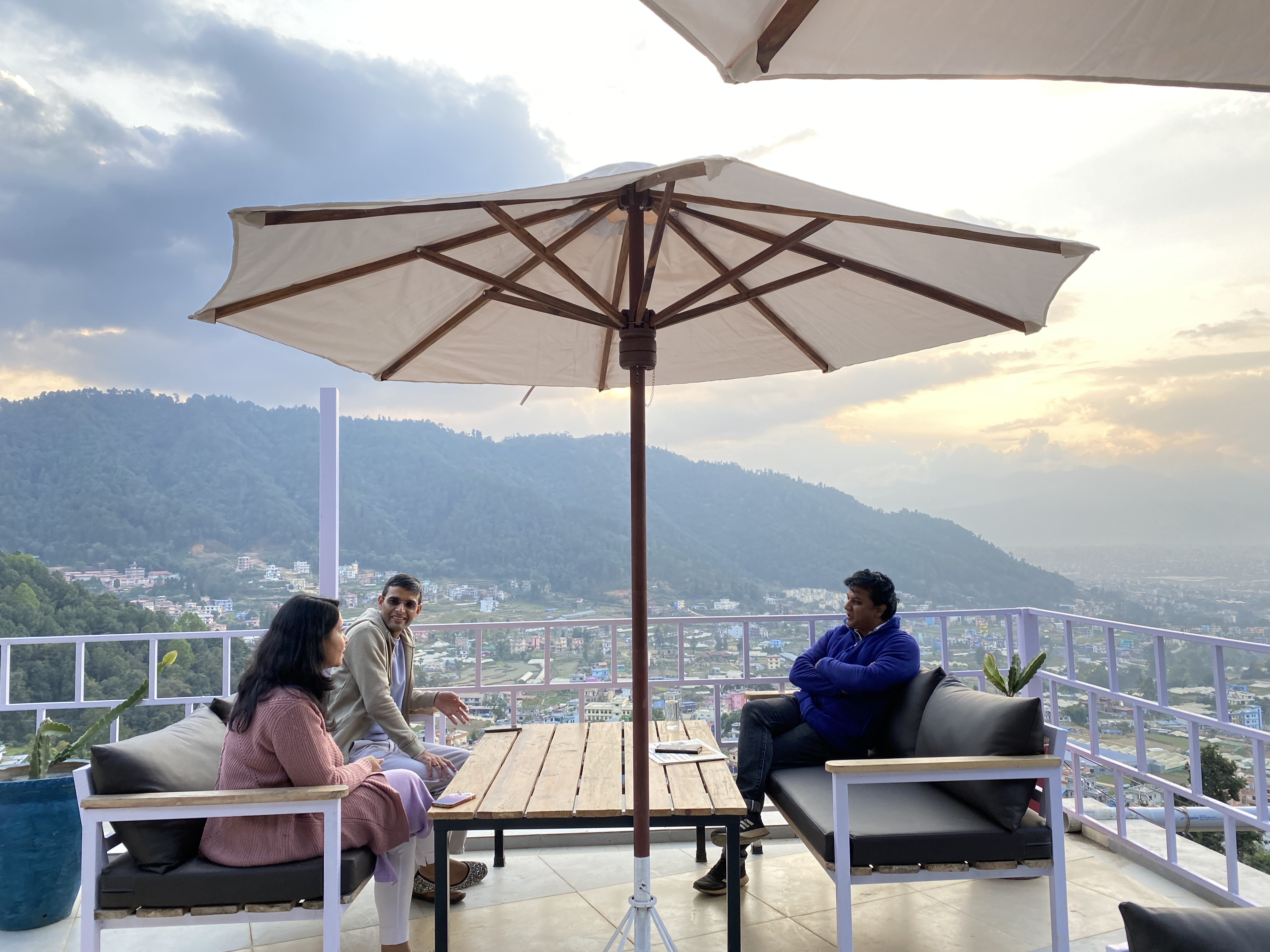 Hotel terrace with mountain view